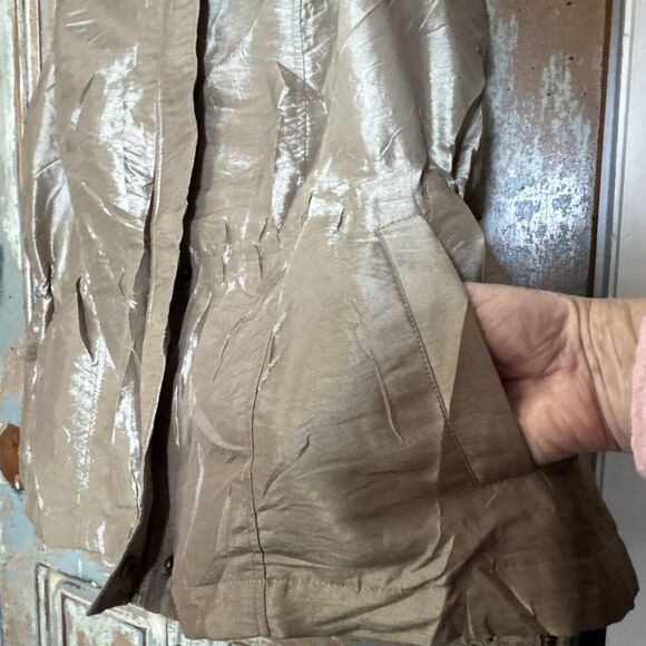 Coldwater Creek Womens 2X Shimmering Gold/Tan Sleeveless Vest With Zip - Picture 3 of 11